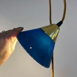 Set: 2x Hängelampe blau Glas Messing