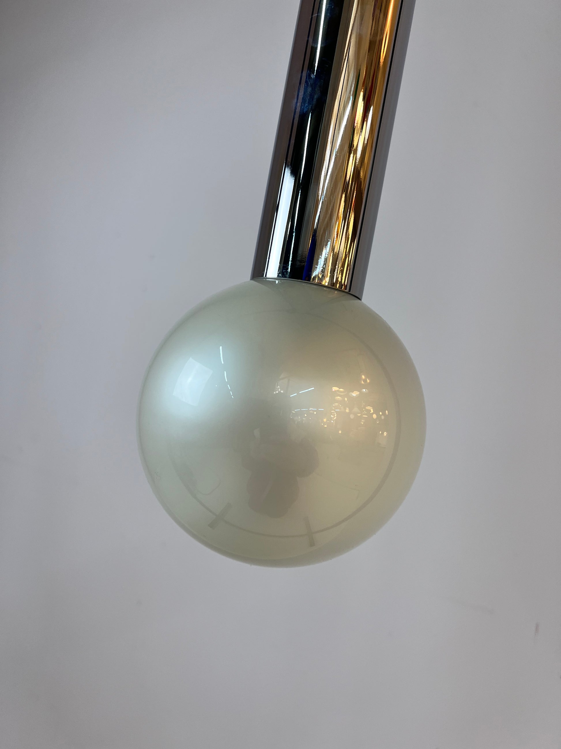Hängelampe Big Globe Perlmutt Chrom von Motoko Ishii für STAFF