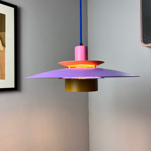 Lamellenlampe neu lackiert lila ocker