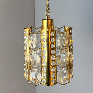 Hängelampe Messing Kristalle von Palwa