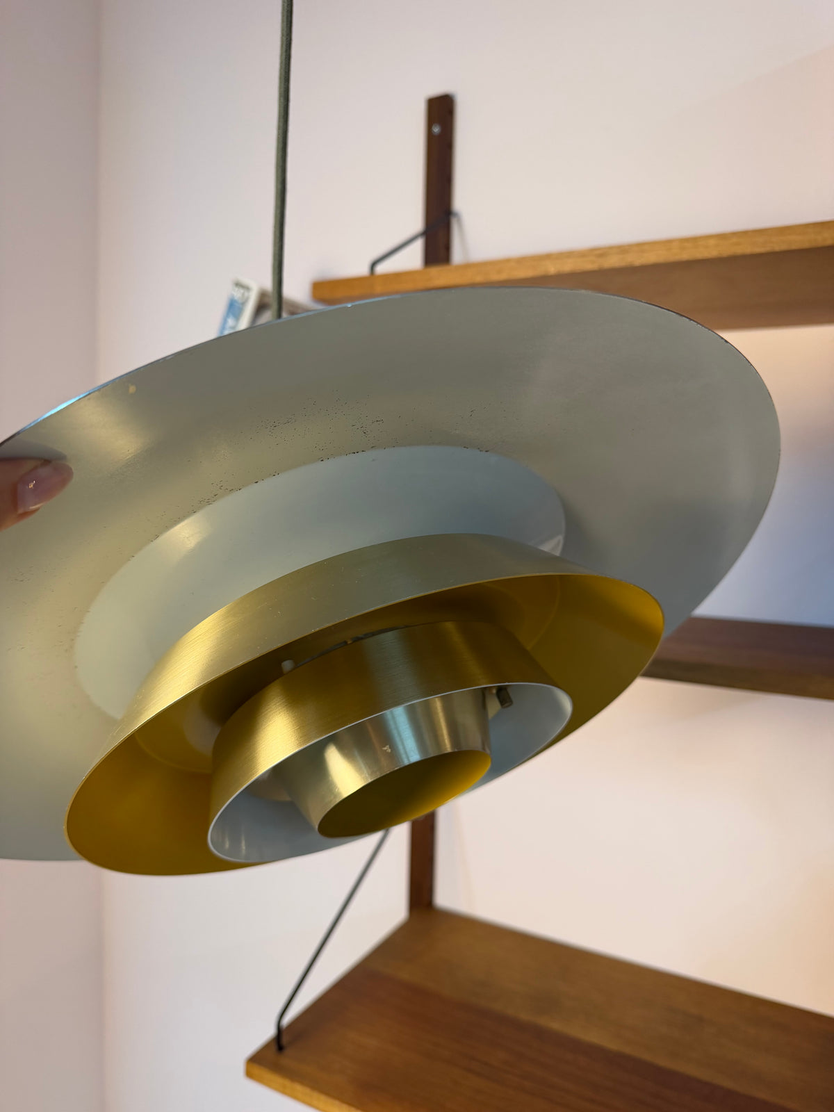 Lamellenlampe gold gelb von Bent Nordsted für Lyskær