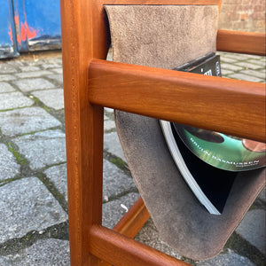 Zeitungsständer Teak Echtleder mit einem Fach von Aksel Kjersgaard für Salin Møbler