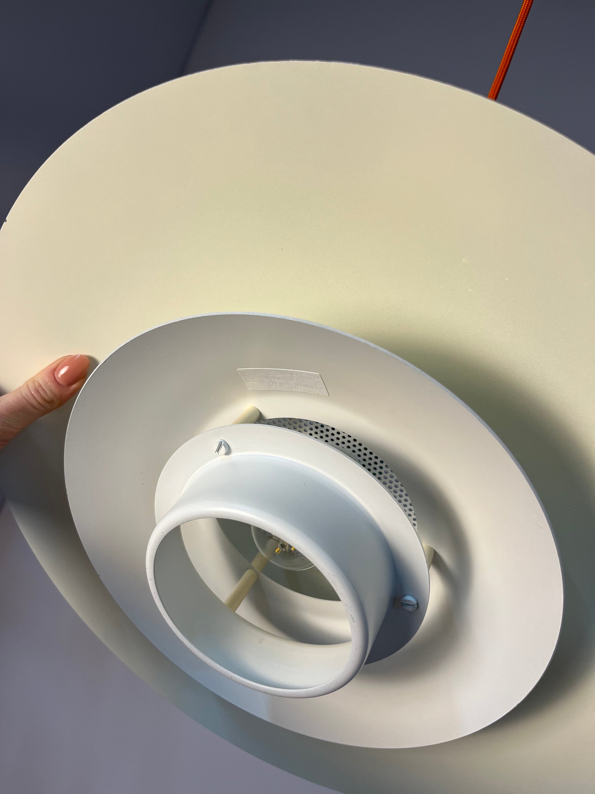Lamellenlampe neu lackiert blaugrün von JEKA