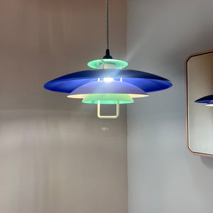 Lamellenlampe neu lackiert blau grün