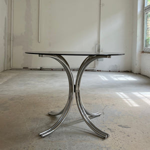 Runder Esstisch Rauchglas Chrom