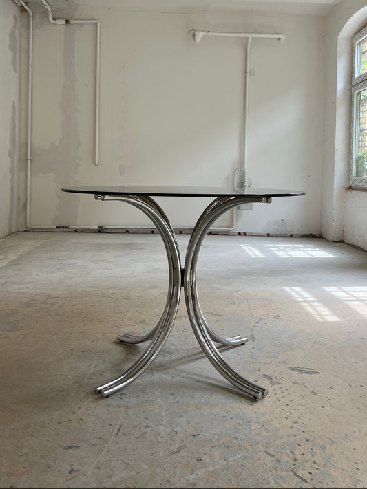 Runder Esstisch Rauchglas Chrom