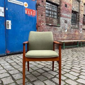 Sessel neu gepolstert grün Teak von Grete Jalk für Glostrup Møbelfabrik