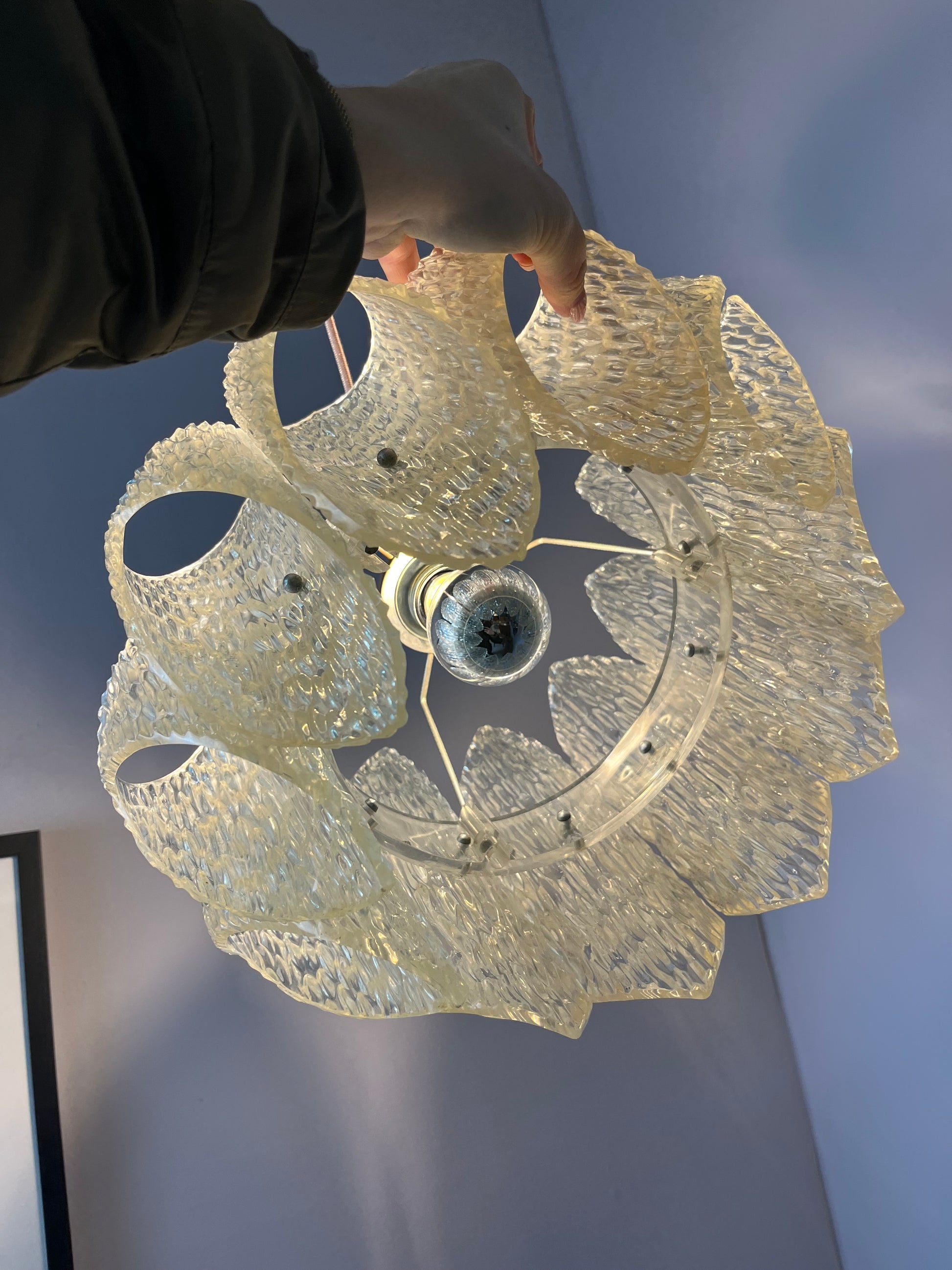 Hängelampe Lucite Eisglas von Marbach Leuchten