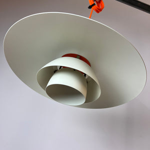 Lamellenlampe PH4 weiß orange von Poul Henningsen für Louis Poulsen