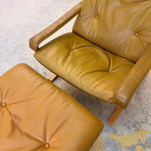 Set: Sessel Siesta mit Hocker Echtleder von Ingmar Relling für Westnofa