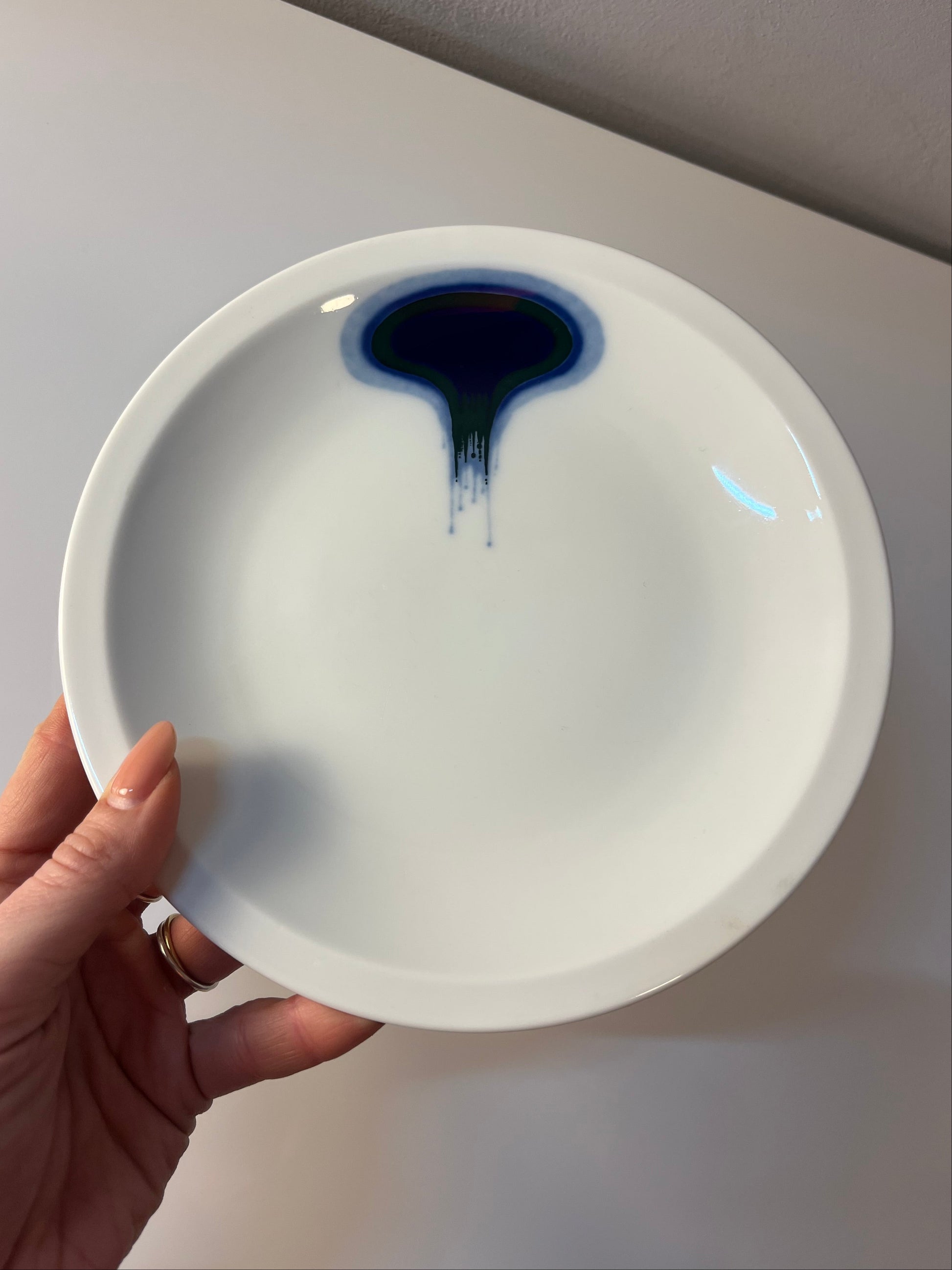 Set: 3x Kuchenteller Form F Pop Art blau weiß von Fürstenberg