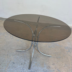 Runder Esstisch Rauchglas & Chrom