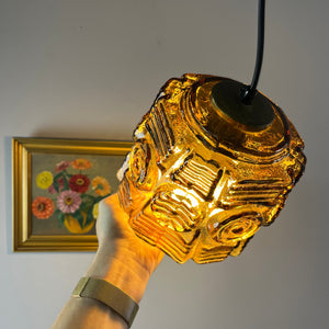 Hängelampe braun Glas Messing von Vitrika