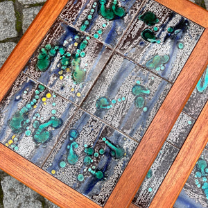 Satztische grau grün Fliesen Teak aus Dänemark