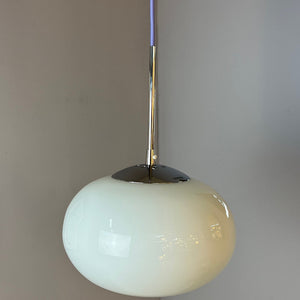 Hängelampe weiß Glas Chrom mit Stab