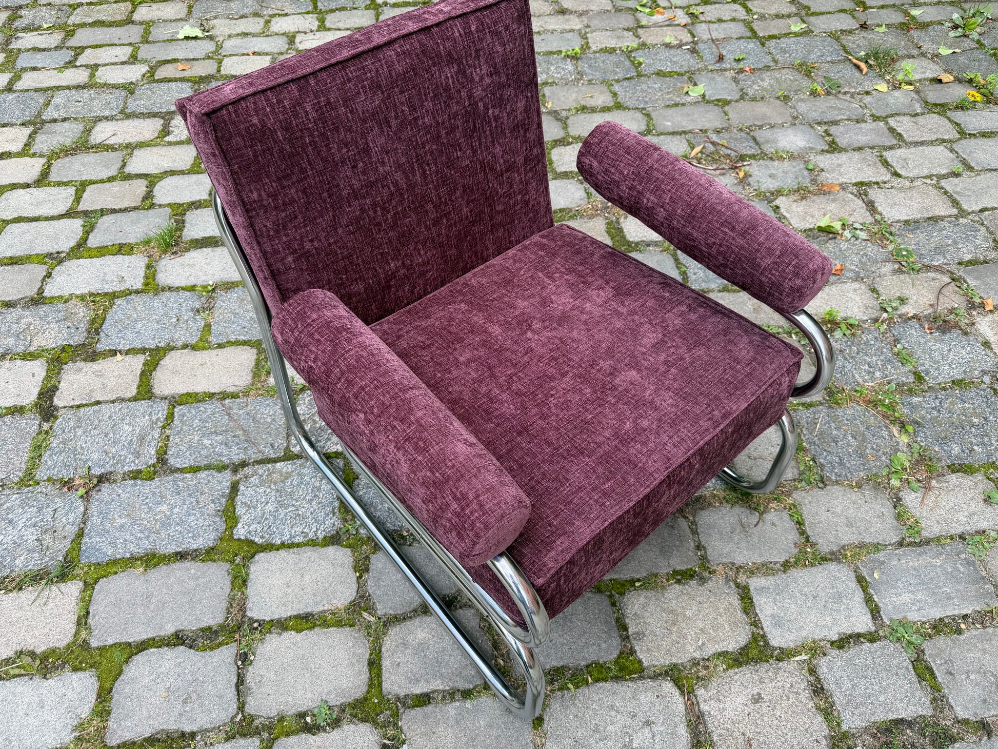 Sessel Halina lila neu gepolstert Chrom von Hellerau