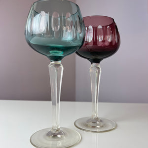 Set: 2x Römer Weinglas blau rot Kristallglas