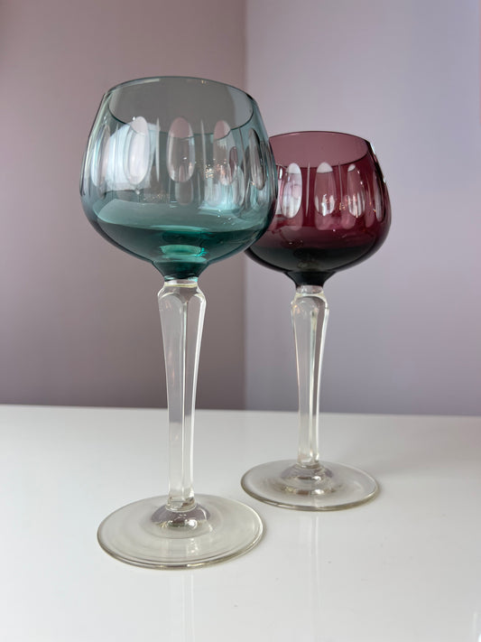 Set: 2x Römer Weinglas blau rot Kristallglas