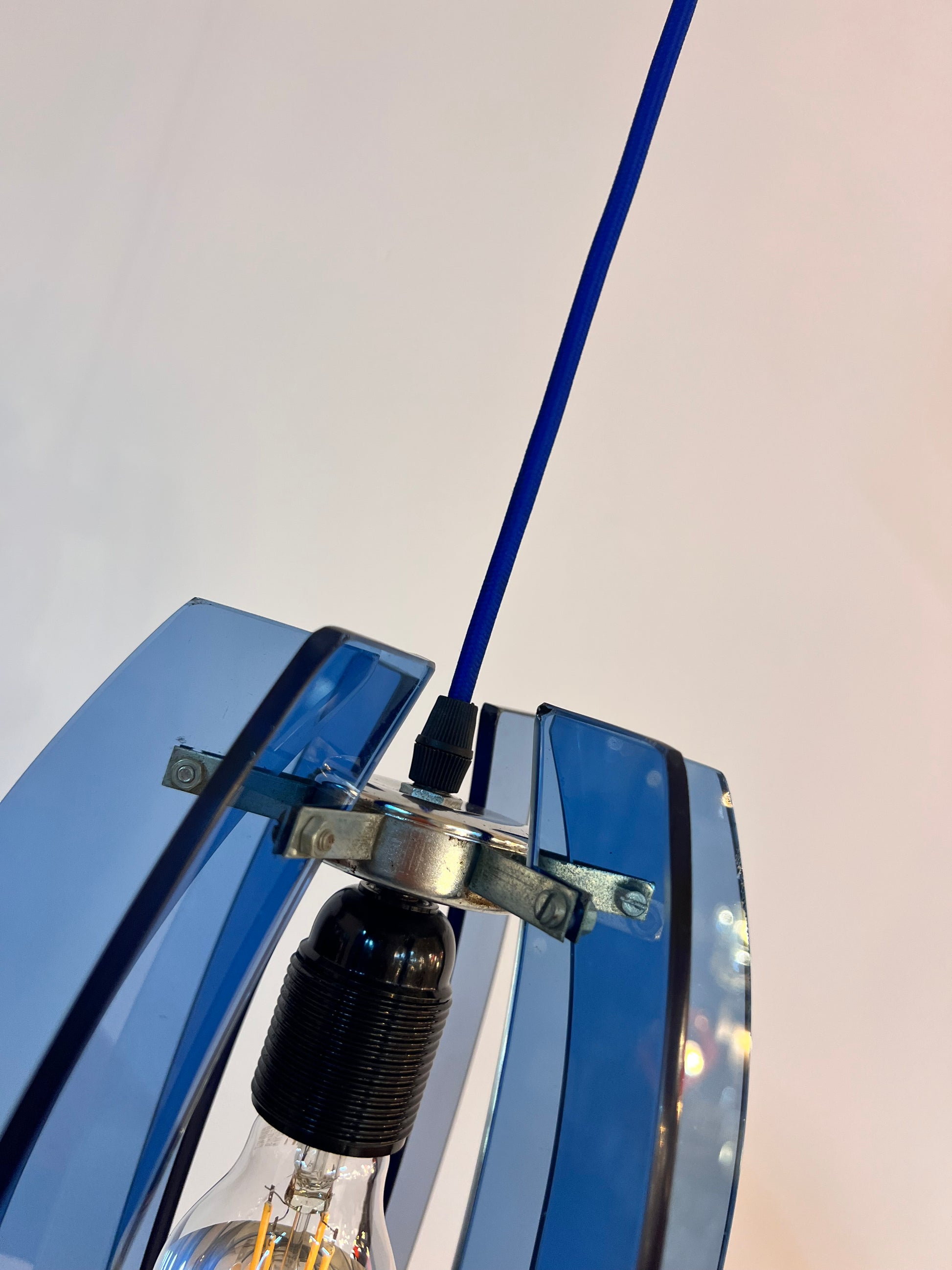Hängelampe blau Glas von Veca aus Italien