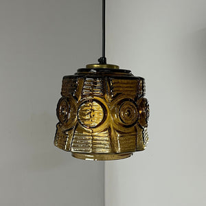 Hängelampe braun Glas Messing von Vitrika