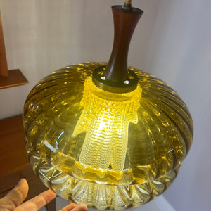 Hängelampe Glas und Teak aus Dänemark