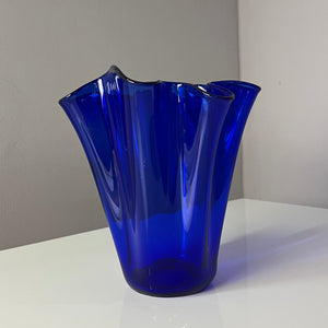 Vase Fazoletto blau Glas
