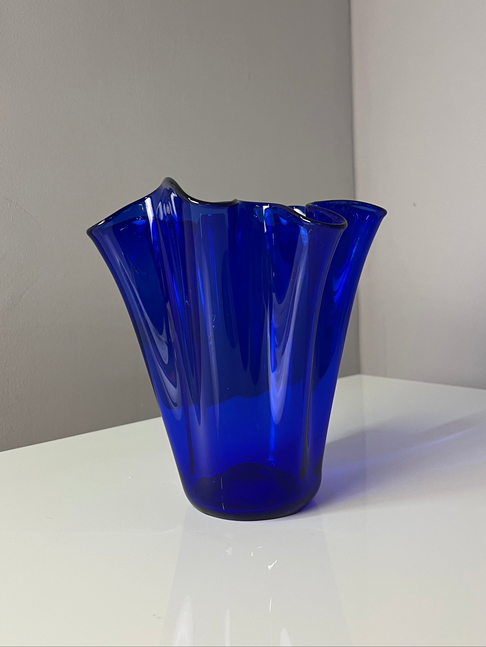 Vase Fazoletto blau Glas