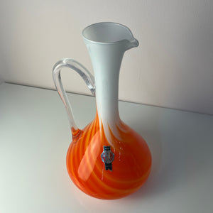 Henkelvase Opalglas mit Flammenmuster von Vetreria Artigiana Sanminiatello