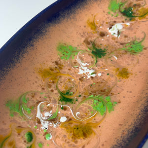 Längliche Schale blau apricot Emaille