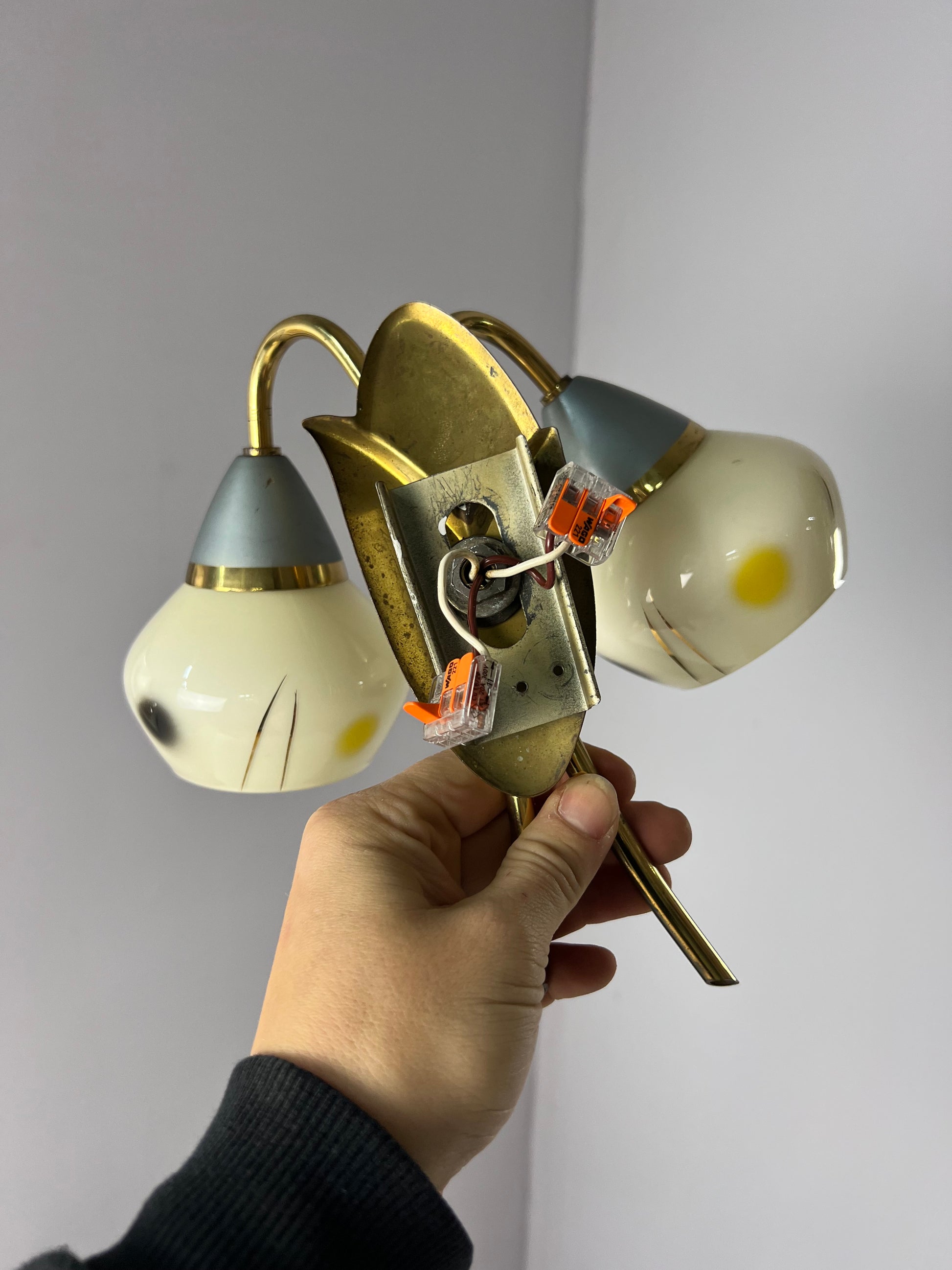 Wandlampe weiß Messing