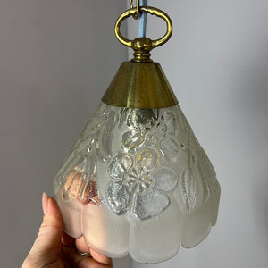 Hängelampe Glas Messing mit Kette aus Dänemark