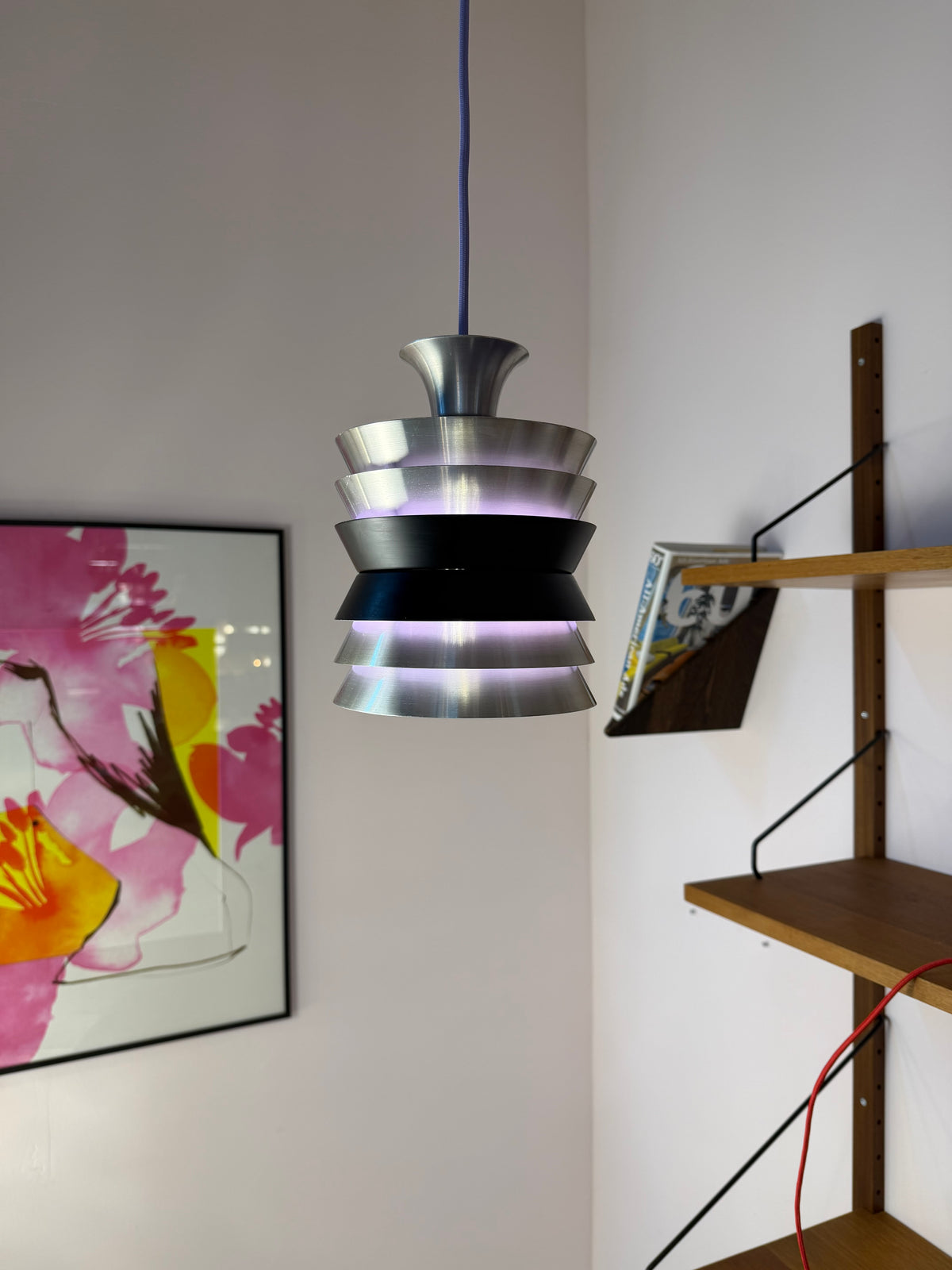 Lamellenlampe Trava silber schwarz lila von Carl Thore für Granhaga