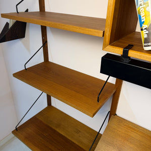 Wandregal Royal System Teak mit Lampe von Poul Cadovius