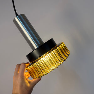 Hängelampe braun Glas Metall