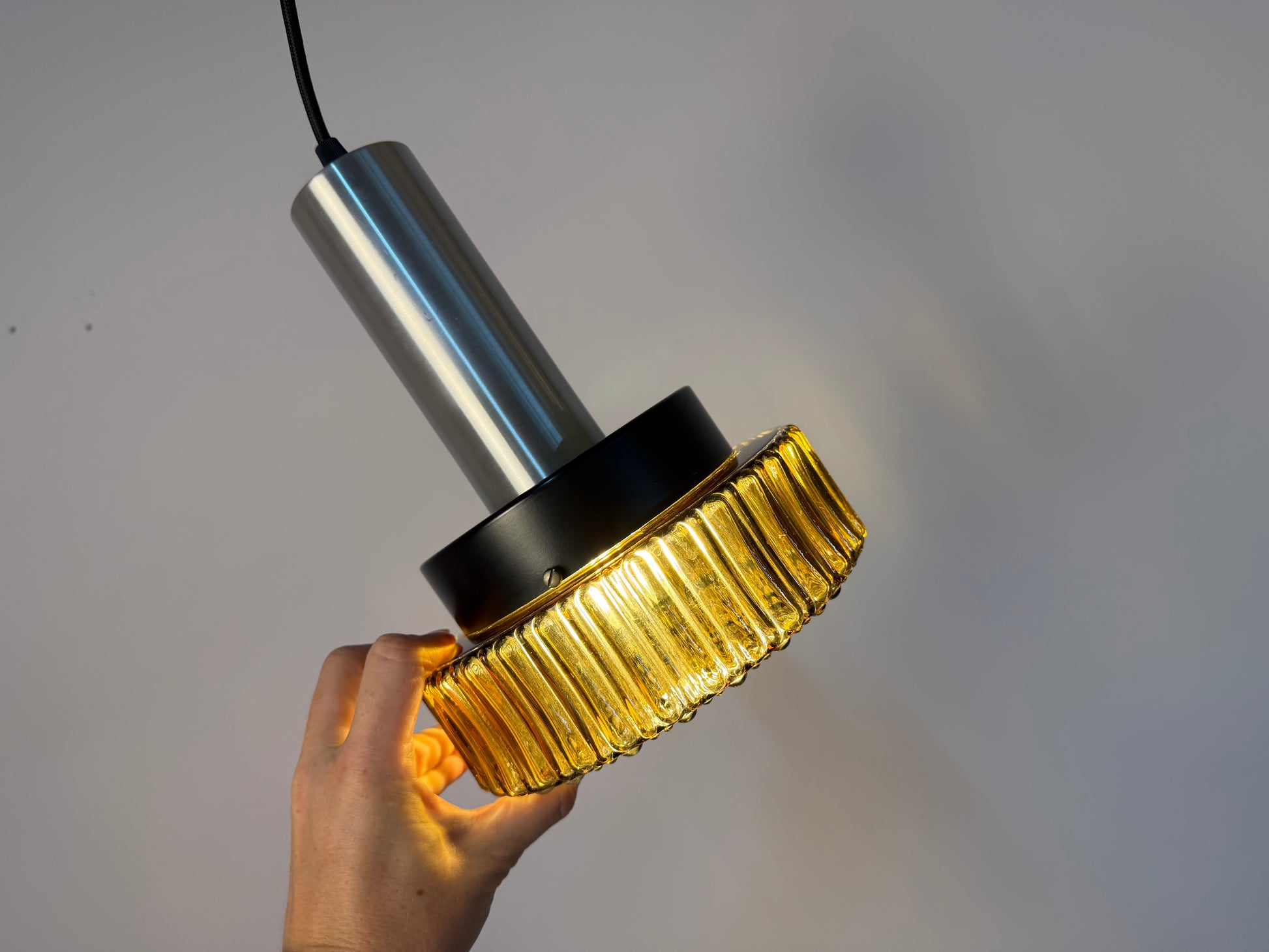 Hängelampe braun Glas Metall