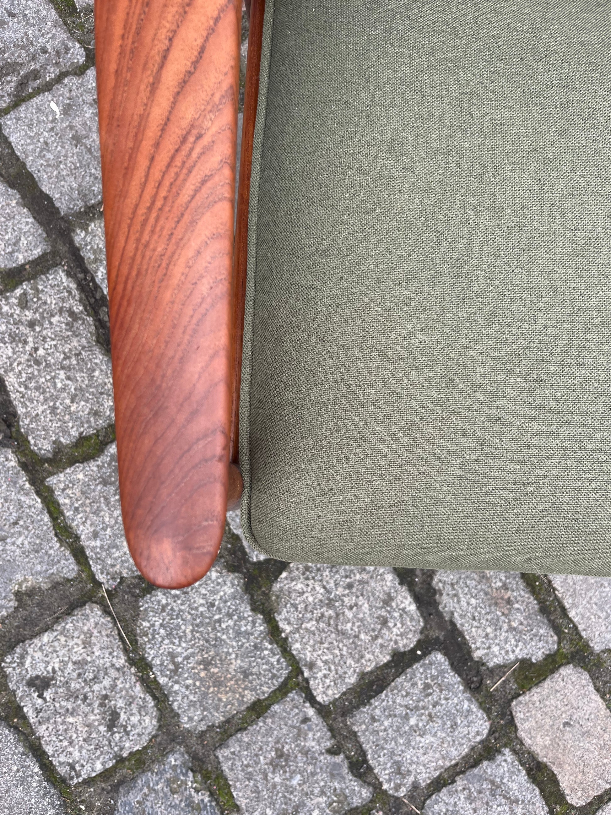 Sessel neu gepolstert grün Teak von Grete Jalk für Glostrup Møbelfabrik