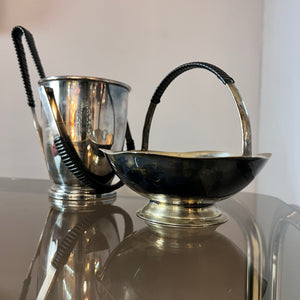 Set: Schale, Eiseimer & Eiszange versilbert