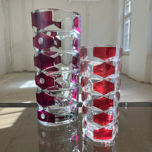 Set: 2 Vasen weinrot Glas von J.G. Durand für Luminarc