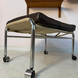 Hocker Modell Bore dunkelbraun Chrom von Noboru Nakamura für IKEA