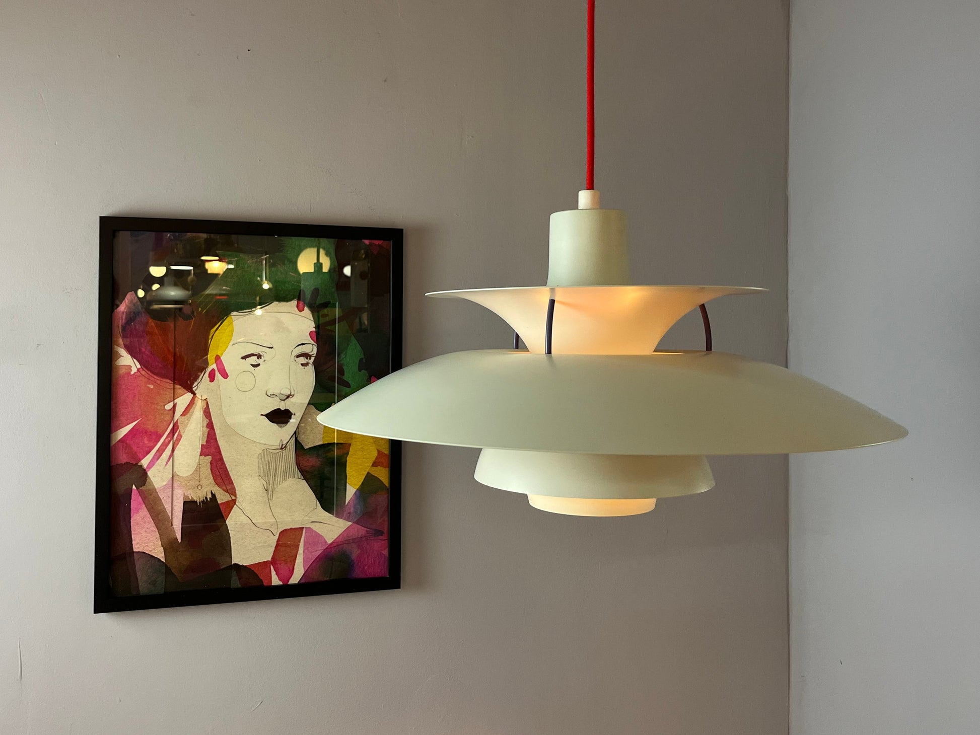 Lamellenlampe PH5 weiß von Poul Henningsen für Louis Poulsen