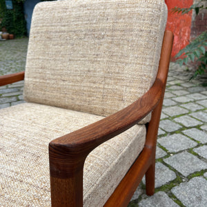 Sessel Senator beige Wolle Teak von Ole Wanscher für Cado