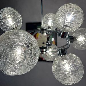 Sputnik Kronleuchter Glas Chrom