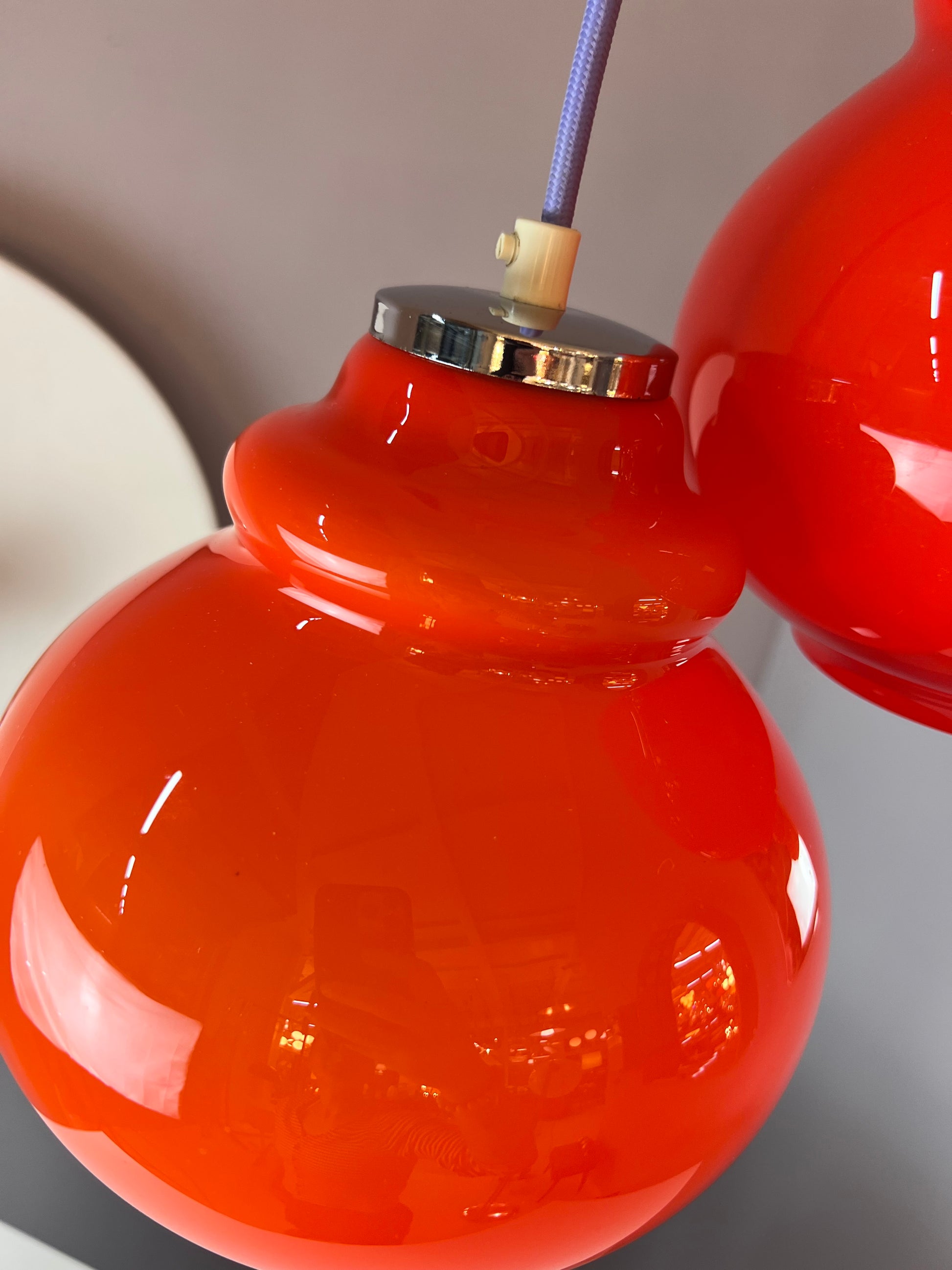 Hängelampe orange Glas aus Westddeutschland