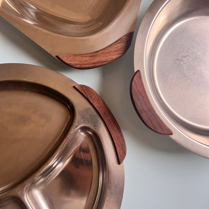 Set: 3x Tablett Stainless Steel mit Palisander Griffen aus Dänemark