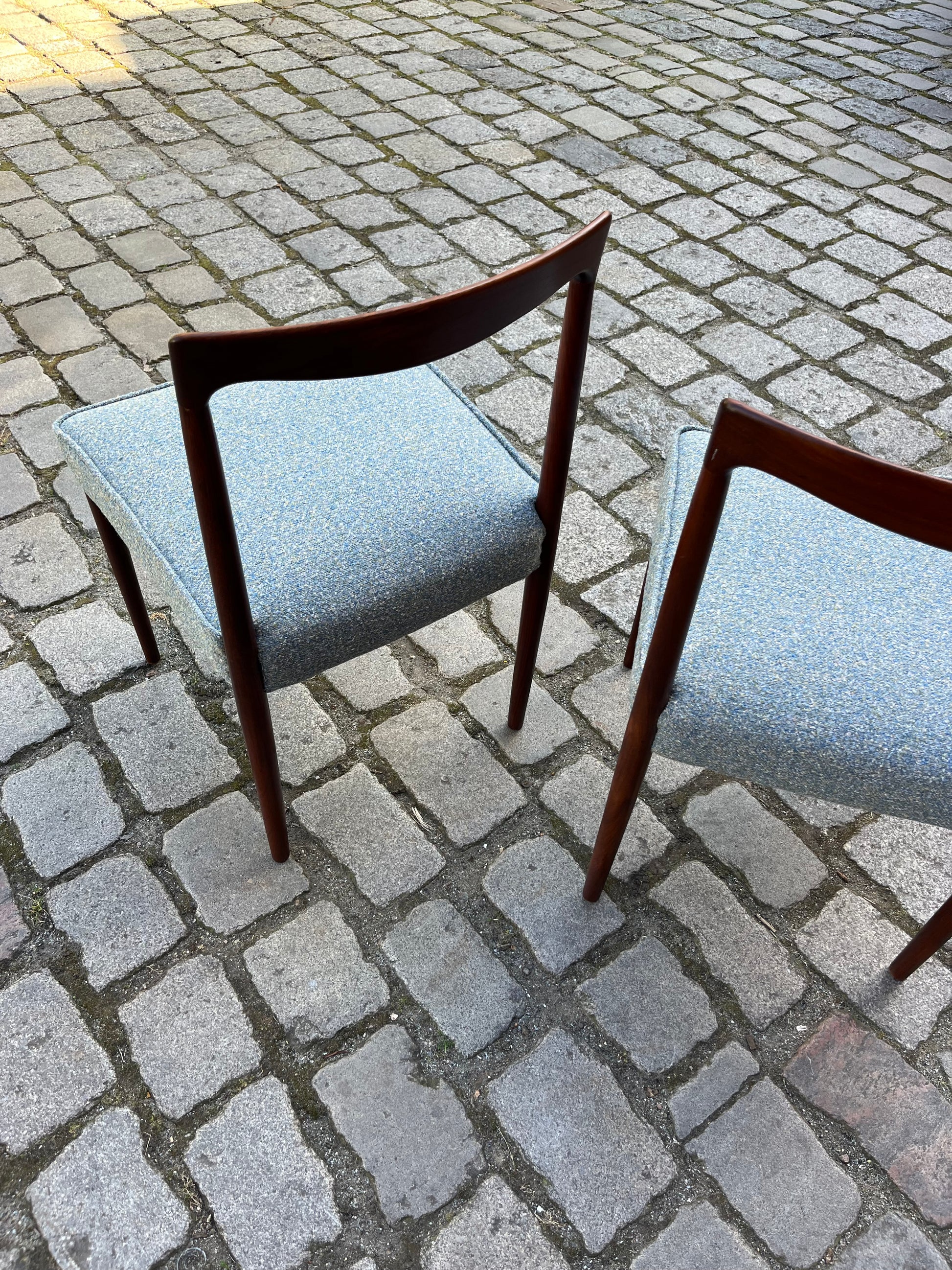 Set: 2x Polsterstuhl blau Palisander