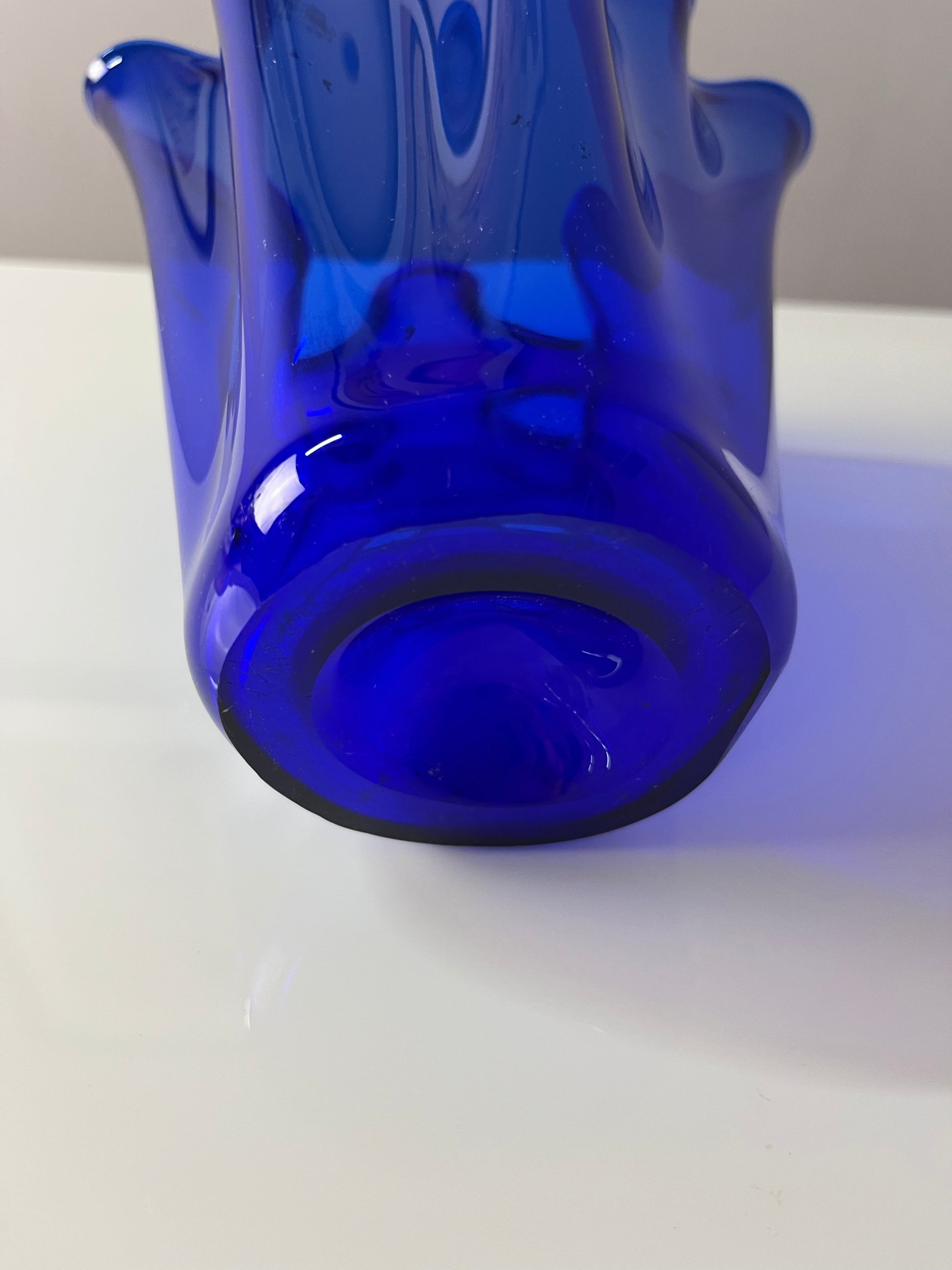 Vase Fazoletto blau Glas