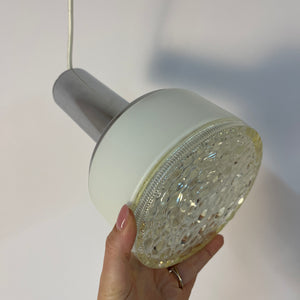 Hängelampe weiß Glas Chrom aus den Niederlanden
