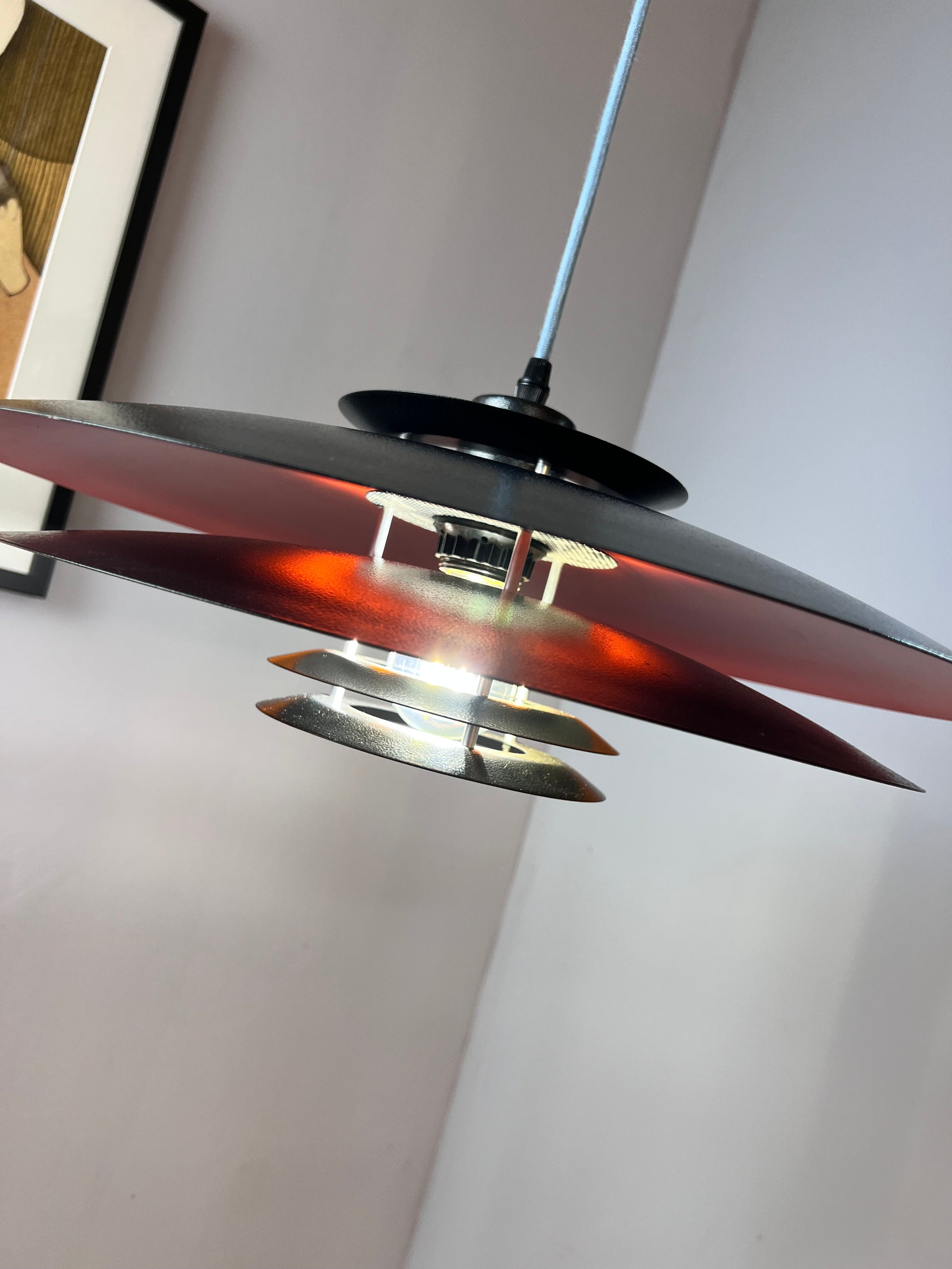 Lamellenlampe neu lackiert orange schwarz