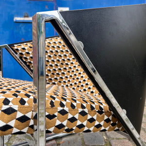 Sessel Mondi braun schwarz Chrom von Jouko Järvisalo für Inno Interior Oy - neu gepolstert