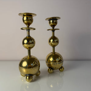 Set: 2x Kugel Kerzenständer Messing aus Dänemark